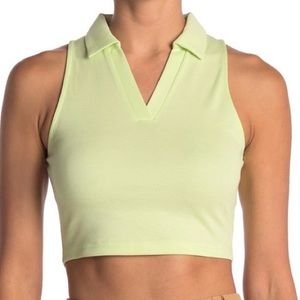 ABOUND Polo Cropped Sleeveless Top — Size S, Green Limecream